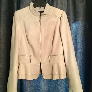 WHBM Beautiful Leather Jacket in Cream / Eggshell